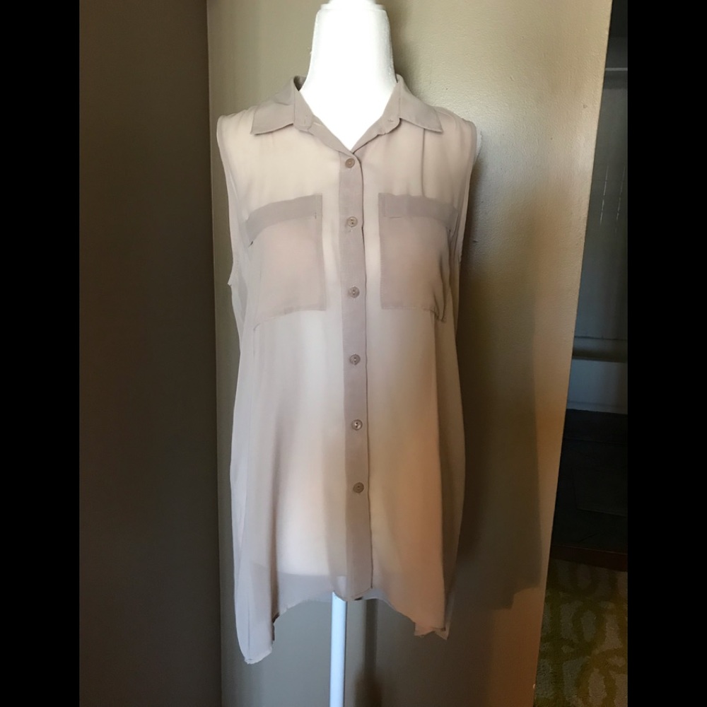 Forever 21 Sheer Tan collared tank